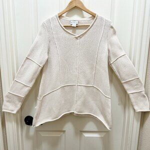 Soft Surroundings Women's Cotton Cable Knit Sweater Size S/M Ivory Cottagecore